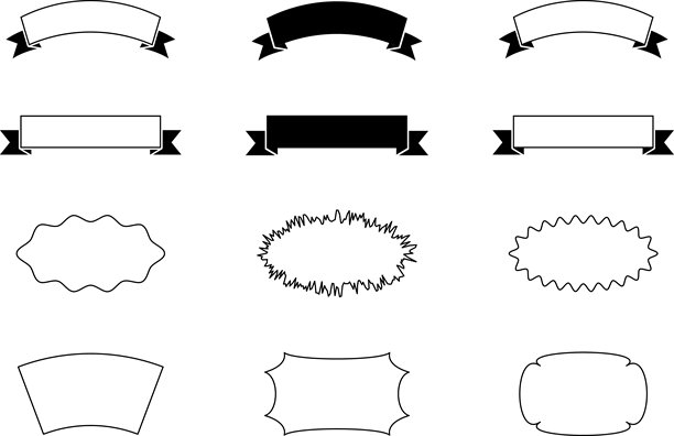 抽象波形贴纸。锯齿状波浪形框架。矢量抽象照片框和文本框。几何印章。手绘星星，设计元素，徽章，波浪线几何套件。图片下载