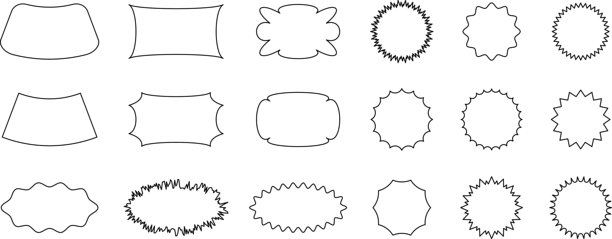 抽象波形贴纸。锯齿状波浪形框架。矢量抽象照片框和文本框。几何印章。手绘星星，设计元素，徽章，波浪线几何套件。图片下载