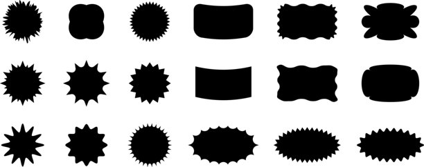 抽象波形贴纸。锯齿状波浪形框架。矢量抽象照片框和文本框。几何印章。手绘星星，设计元素，徽章，波浪线几何套件。图片下载