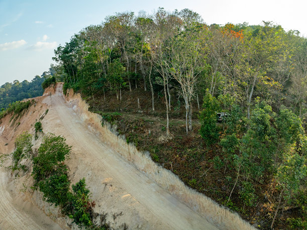 森林砍伐的航拍照片，农村地区因森林破坏和土地侵蚀造成的环境损害，森林砍伐导致的环境破坏，热带雨林因人类开发而被毁坏图片下载