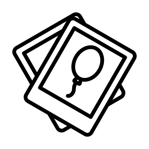 生日派对时刻和装饰的气球与照片亭线条图标图片下载