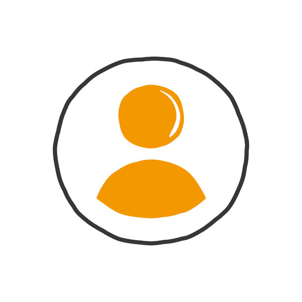 简单的手绘用户头像图标，橙色带黑色轮廓，常用于头像、账户占位符或个人资料图片。图片下载