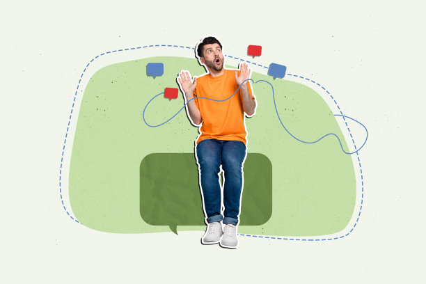 快乐女孩和男孩收到通知的创意照片拼贴，聊天对话图标和云端对话信息图片下载