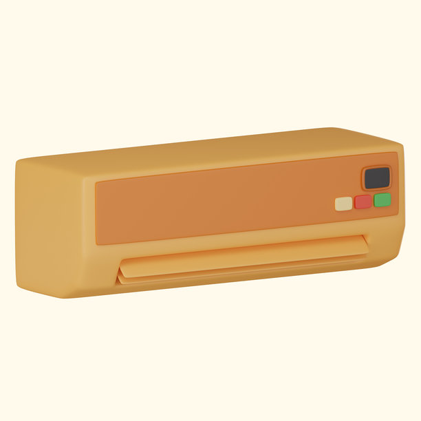 现代家居空调的3D渲染图标插图图片下载