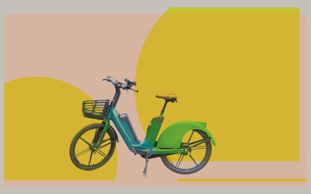 伦敦电动自行车照片与插图结合的环保自行车图片下载