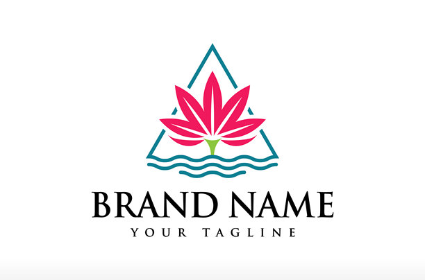 三角形设计中的郁金香花矢量图标符号剪影插图奢侈品牌美感图片下载