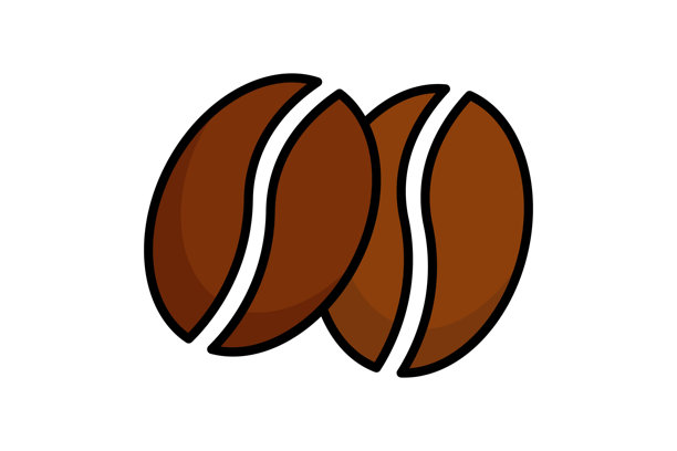 咖啡豆图标。彩色轮廓图标风格。与咖啡种植相关的图标。农业元素矢量插图。图片下载