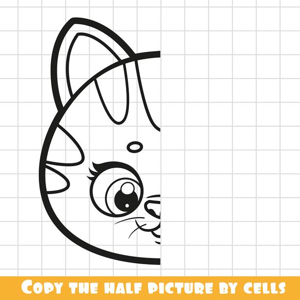 复制半幅卡通小猫的图片，儿童教育游戏图片下载