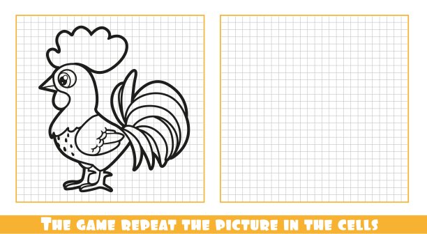 可爱的卡通公鸡，游戏中在格子里重复图片图片下载
