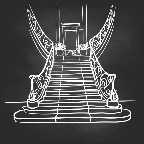 经典大理石楼梯黑板图片下载