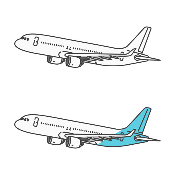 插图素材：国内旅行，国内航班，短途客机/飞机，起飞和巡航状态（颜色可自由更改！）图片下载