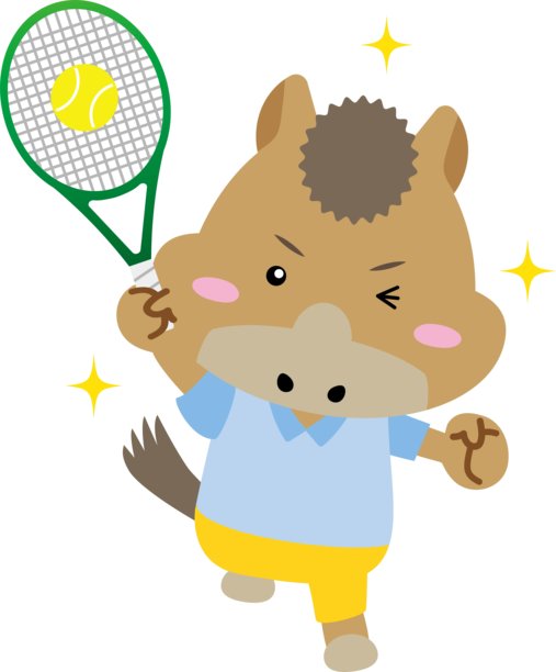可爱的马在打网球 - 2026年生肖动物体育插图 / 插图素材（矢量插图）图片下载