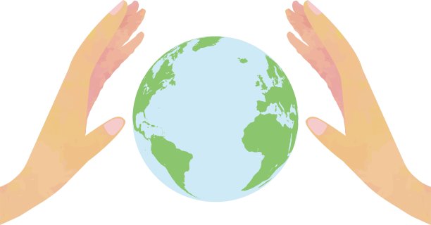 关爱之手托起地球，展示美洲和大西洋 / 插图素材（矢量插图）图片下载