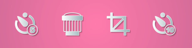 设置纸艺风格的相机定时器、照片镜头、图片裁剪和图标。矢量图。图片下载