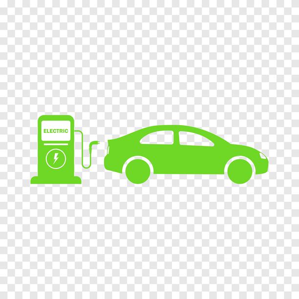 电动汽车。环保汽车。在充电站充电的汽车。生态交通概念矢量插图。图片下载