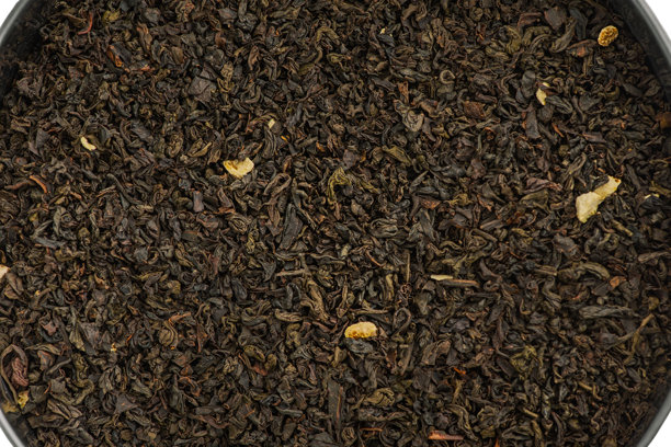 伯爵茶特写照片。黑茶叶。图片下载