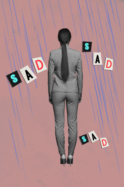 时尚艺术创意垂直照片拼贴，表现沮丧女孩和男孩的忧郁情绪，心理治疗静修中的问题与困扰，抑郁。图片下载