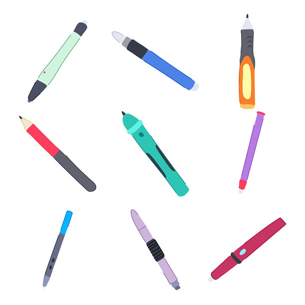 互动白板笔套装卡通矢量插图图片下载