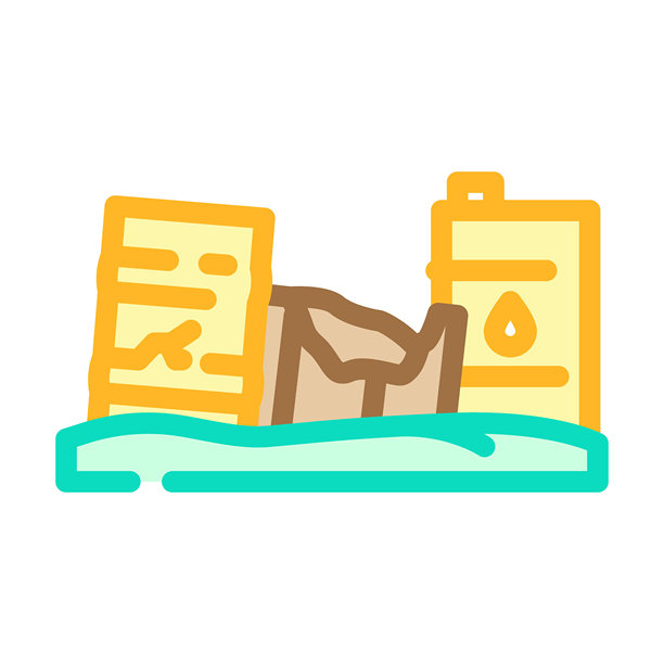 废弃田野中的油桶化学污染彩色图标插图图片下载