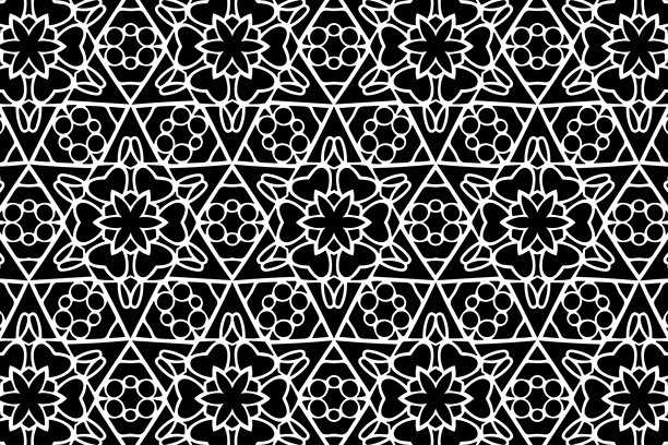 几何民族独特的黑白图案。适合金属激光切割、木雕、上色和彩色玻璃的模板和模具。东方、亚洲、印度、墨西哥和阿兹特克的装饰。图片下载