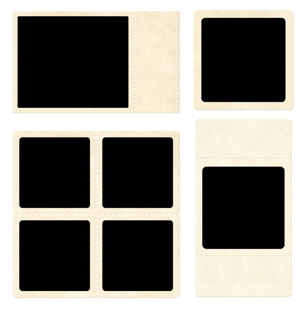 一组带有撕边的复古相框照片模板。用于剪贴簿的情绪板图片相册网格。复古风格的情绪板布局。背景为白色，留有文本和照片的空白空间。图片下载