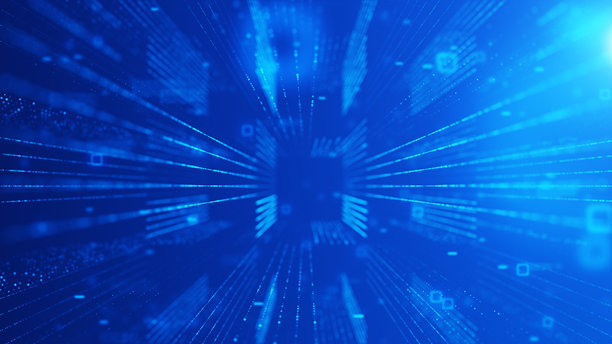 4K数字网络和数据连接。高速互联网传输数字数据。未来背景概念中的运动技术数字数据。4K库存照片图片下载