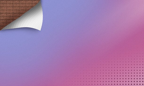 粉色和紫色的抽象渐变背景，带有噪点纹理。图片的右上角有一个折叠的纸张形状，赋予图片一种立体感。图片下载