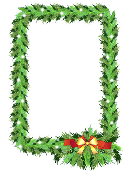 圣诞节垂直照片框，由常青树枝、蝴蝶结和星星装饰而成 - 闪闪发光图片下载