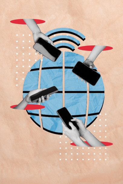 办公室经理手持智能手机，展示全球互联网连接，发送短信的趋势艺术合成素描图像照片拼贴。图片下载