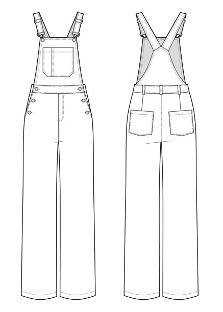牛仔布连体工装裙平面图图片下载