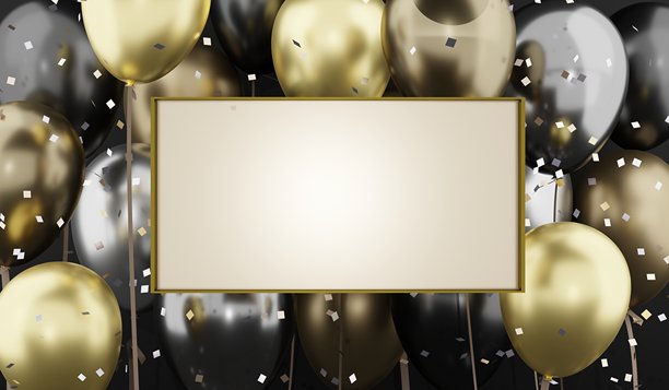 照片框架，气球背景，节日背景，3D插图图片下载