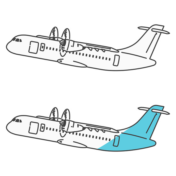 插图素材：一架螺旋桨客机连接区域机场和偏远岛屿。起飞和巡航状态（您可以自由更改颜色！）图片下载