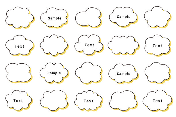 手绘风格云框笔画阴影装饰元素插图矢量素材变体图片下载