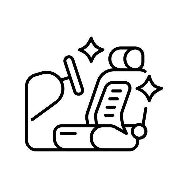 汽车内饰黑色线条图标，适用于数字和印刷项目。PFAS产品图片下载