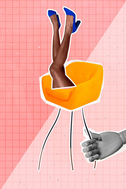 卡通风格的无身体隐身腿部高跟鞋性感美容院脱毛椅的合成趋势图片拼贴图片下载