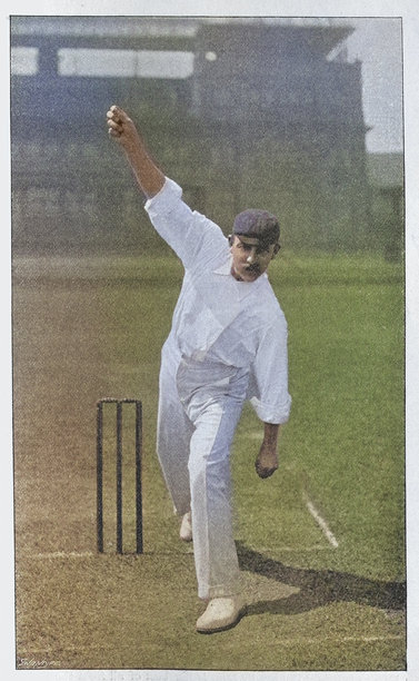 板球历史，投球手，投球，释放球后，19世纪复古照片，维多利亚时代运动图片下载