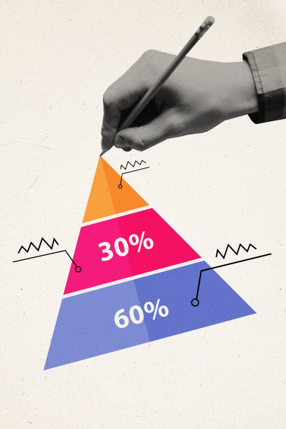 趋势艺术作品合成素描拼贴，展示工作空间统计的单色手绘铅笔金字塔平台百分比线条演示图形图片下载