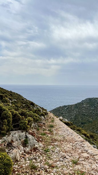 垂直照片。希腊卡斯特洛里佐岛的海岸风景，海洋景观。图片下载