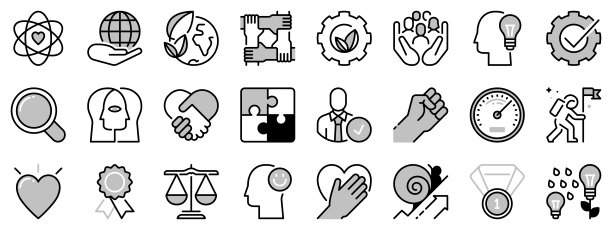 关于核心价值观的双色图标。商业概念图片下载