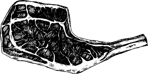 手绘的带骨生牛排图片下载