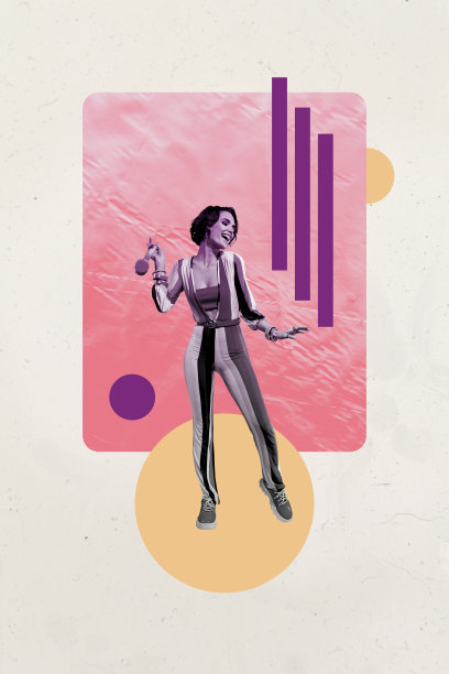 3D海报流行图像照片拼贴，快乐的女孩和男孩在迪斯科场合跳舞，舞厅庆祝娱乐放松假日图片下载