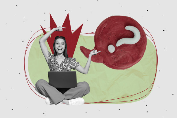 时尚的全景艺术照片拼贴，快乐的女孩和男孩站在一起，气泡中有交流、问号、思考、创意和喋喋不休的对话。图片下载