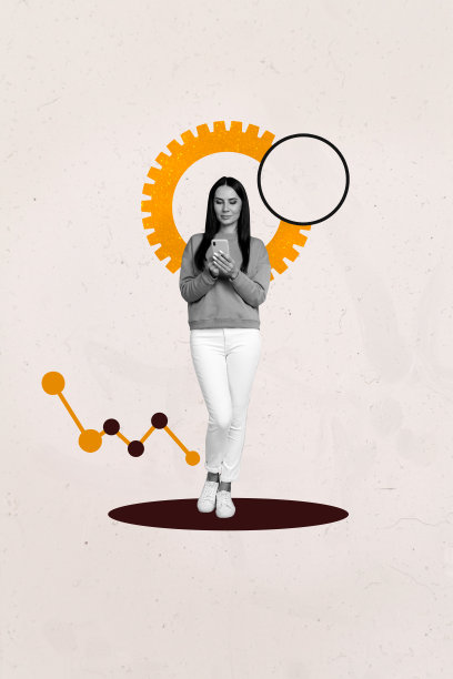 快乐的商人和商女人站在图表进展、齿轮优化和创业的垂直素描图像照片拼贴中图片下载