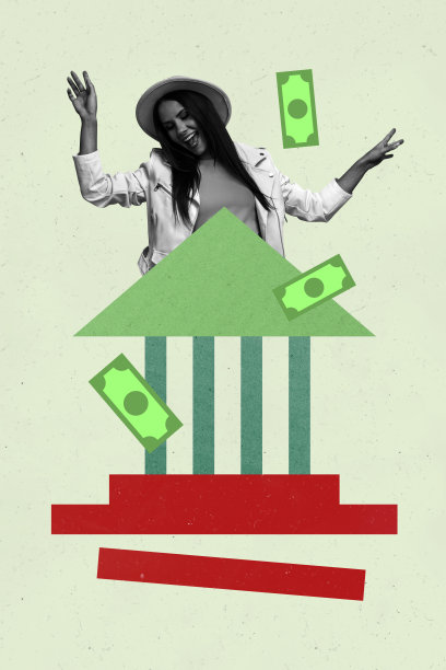 3D时尚图片拼贴，快乐的男商人和女商人收到美元收入，成功、资本、利润、大奖、百万富翁图片下载