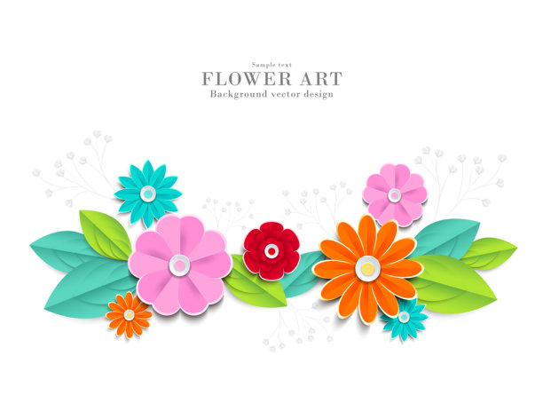 花卉纸艺风格插图（抽象）| 背景素材艺术系列图片下载