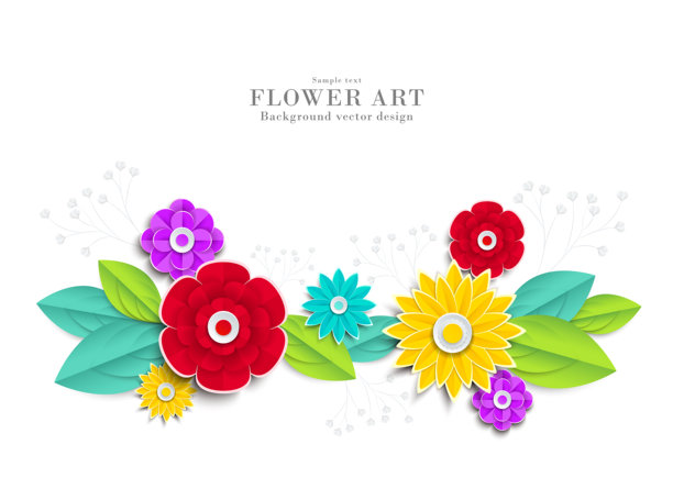 花卉纸艺风格插图（抽象）| 背景素材艺术系列图片下载
