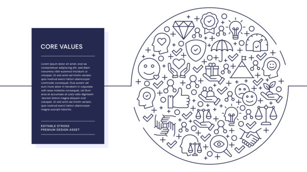 核心价值观线条艺术插图图片下载