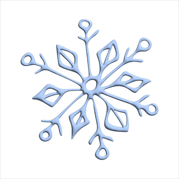 手绘3D雪花。矢量冬季剪贴画。圣诞节和新年装饰图片下载