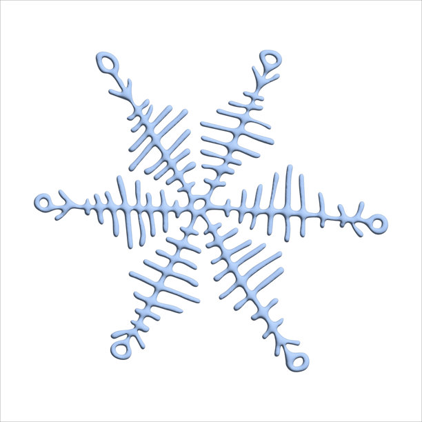 手绘3D雪花。矢量冬季剪贴画。圣诞节和新年装饰图片下载