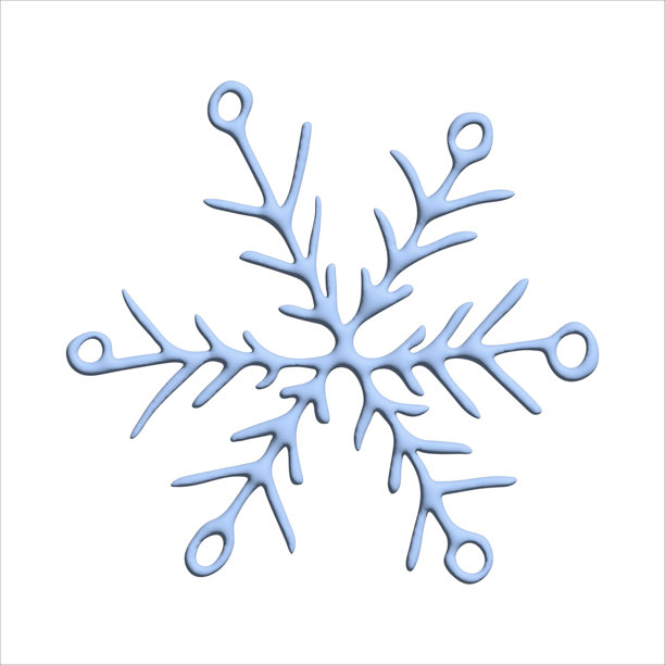 手绘3D雪花。矢量冬季剪贴画。圣诞节和新年装饰图片下载